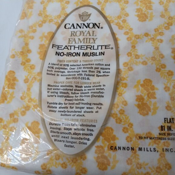 Cannon Royal Family Sheet Full Flat Cameo Rose Gold Yellow Featherlite Vintage - Picture 7 of 10